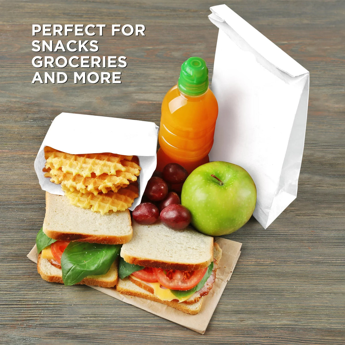 Durable x Paper 8 White Sack Pack] [200 Lunch Shopping 6.13 LB Barrel Grocery 4.13" 12.44 Retail x Bags