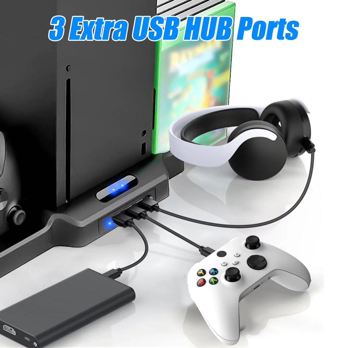 Xbox with Series Slots EEEkit Controller Station for Fit Xbox Fans, S/X Stand Fit Charging USB for Vertical Dual 3 with 2 11 X/S Game Dock Fast Series Cooling Ports, Disc