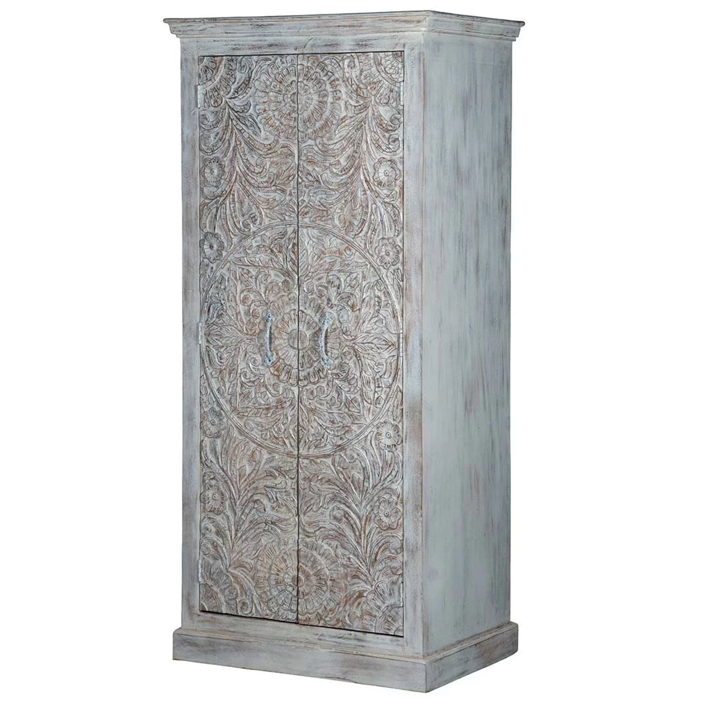 Chic Carved White Maadze Wardrobe Shabby
