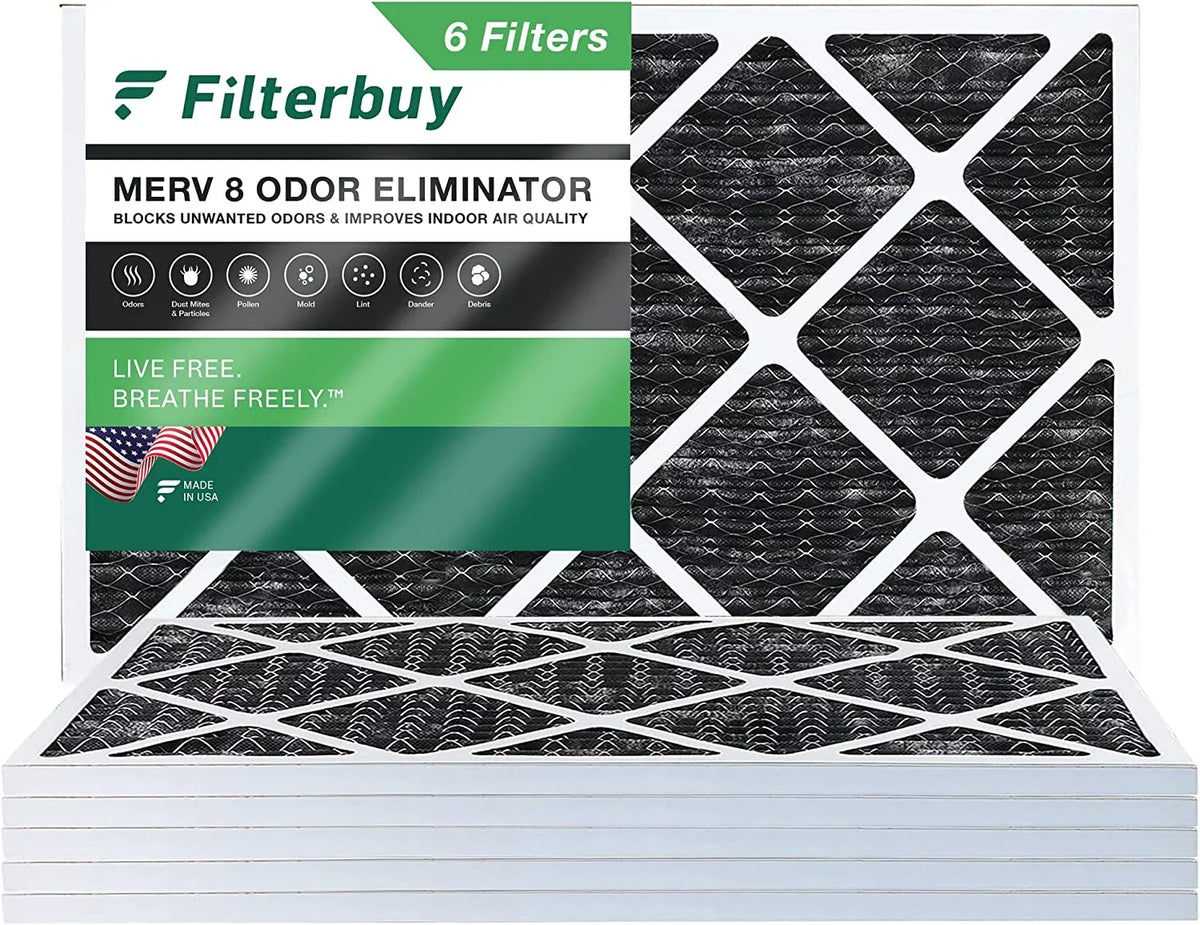 Activated MERV 8 16x24x1 HVAC Odor Eliminator with Furnace (6-Pack) Filterbuy Air AC Pleated Carbon Filters