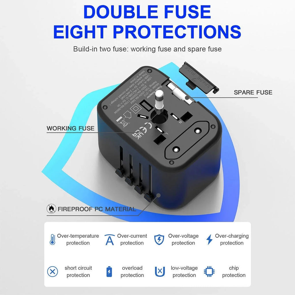 2 Universal Plug USB+2 Power C Travel Outlet USB AICase Adapter Converter International