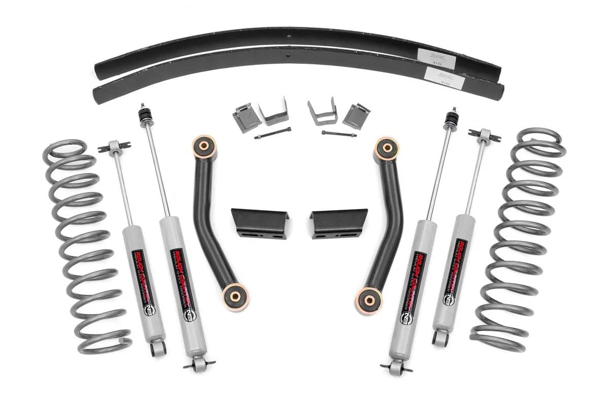 | Rough II | 3" Cherokee N3 (fits) Lift Kit 670XN2 XJ Jeep Suspension | Shocks Leaf Country Series Add 1984-2001
