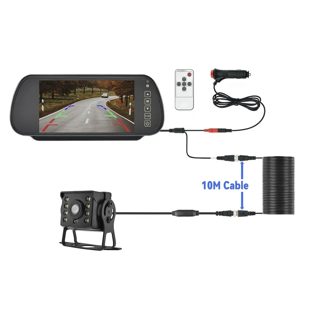 Camera Reverse Parking Plate Rear System Backup Car 7in HD Monitor License View