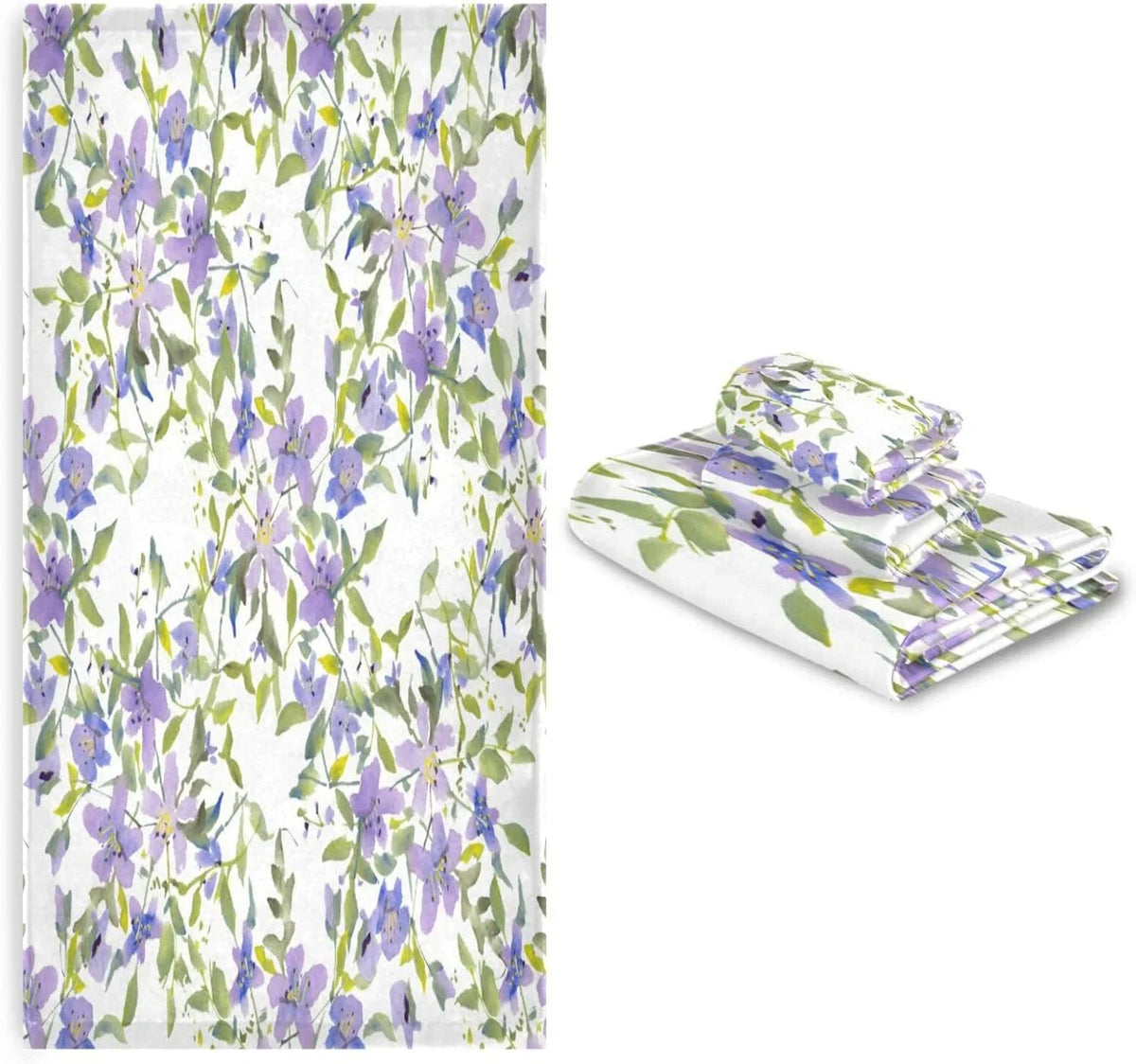 Wellsay 1 Purple Spa Bath Quick Beach Hand Soft for Bathroom Bathroom Flowers Set Absorbent & Towels, of Washcloth) Set Highly Towel Towels 3, (1 Towel, Bath Dry Set 1 Towels