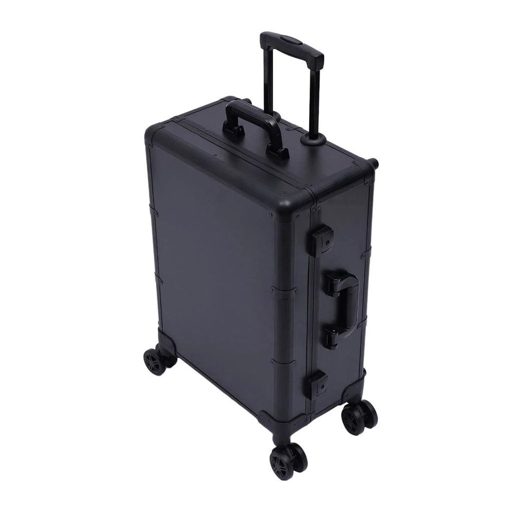 with DENEST Travel Makeup Box Rolling Case Organizer Train Key Cosmetic Trolley Luggage