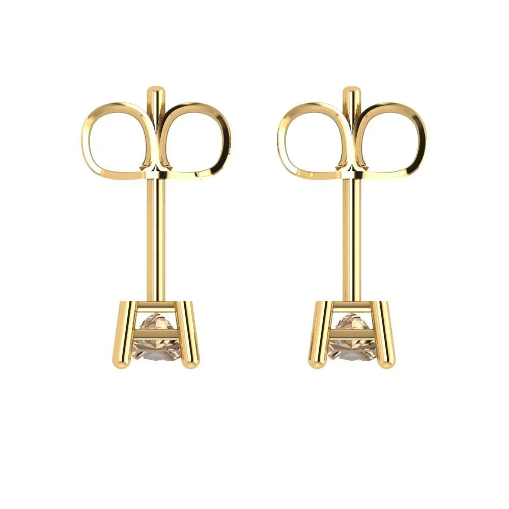 free Real Clara Solitaire Gold VVS1 Conflict Brilliant Lab back Studs Genuine Earrings Yellow Yellow 18K Created Pucci Solid Stamped Push Princess Cut 0.5 Yellow ct Moissanite