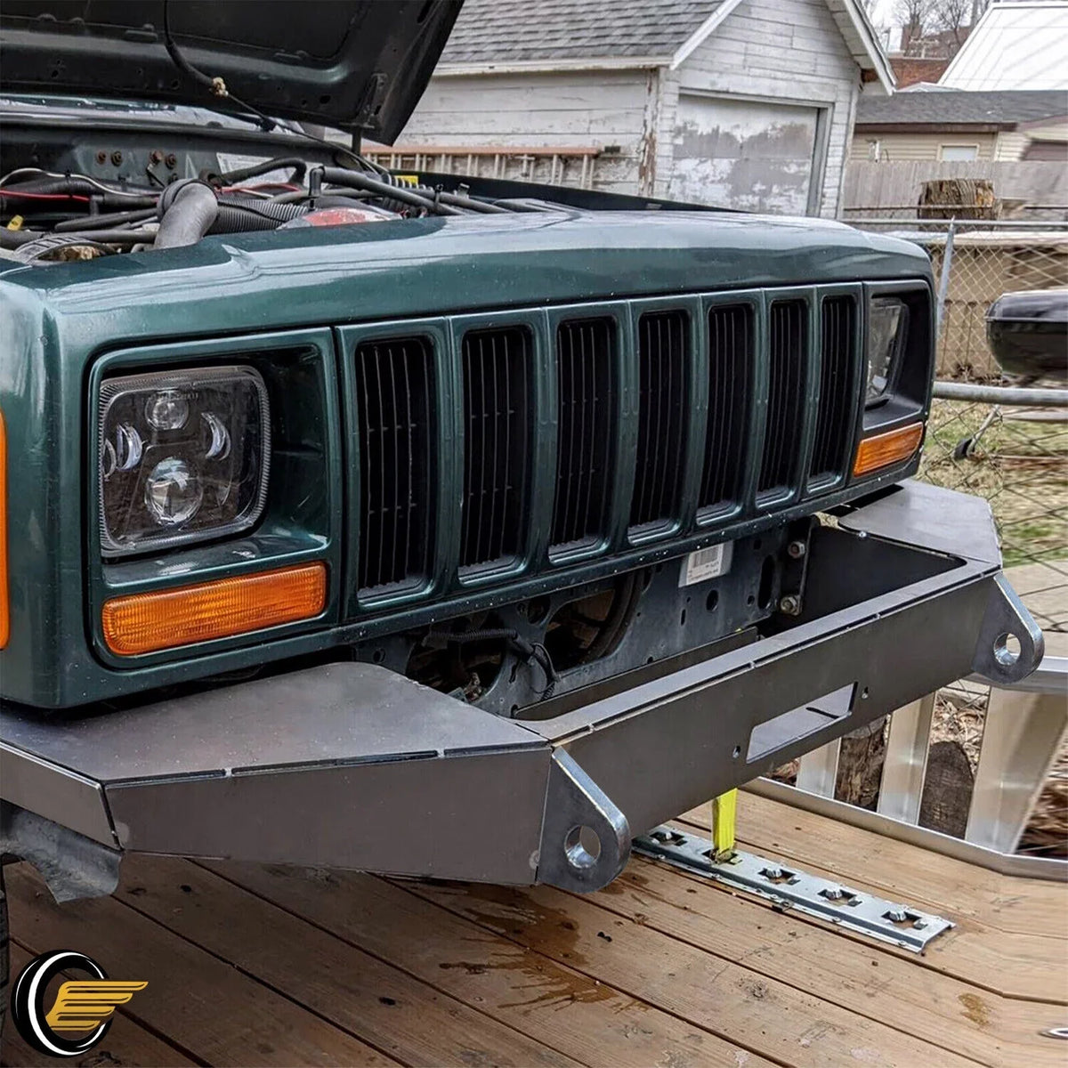 KOJEM DIY Bare Mount for Plate Front Winch Kit Cherokee 1984-2001 Jeep Bumper XJ Metal