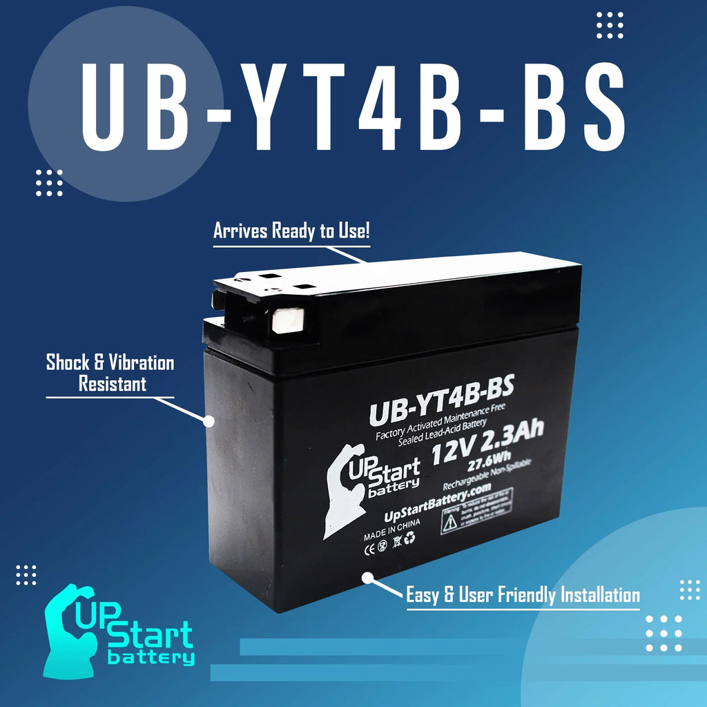 2012 2-Pack Activated, UpStart 2.3Ah, 12V, Yamaha SR400 400CC - Replacement Maintenance UB-YT4B-BS Motorcycle (FI) Factory Battery Free, Battery