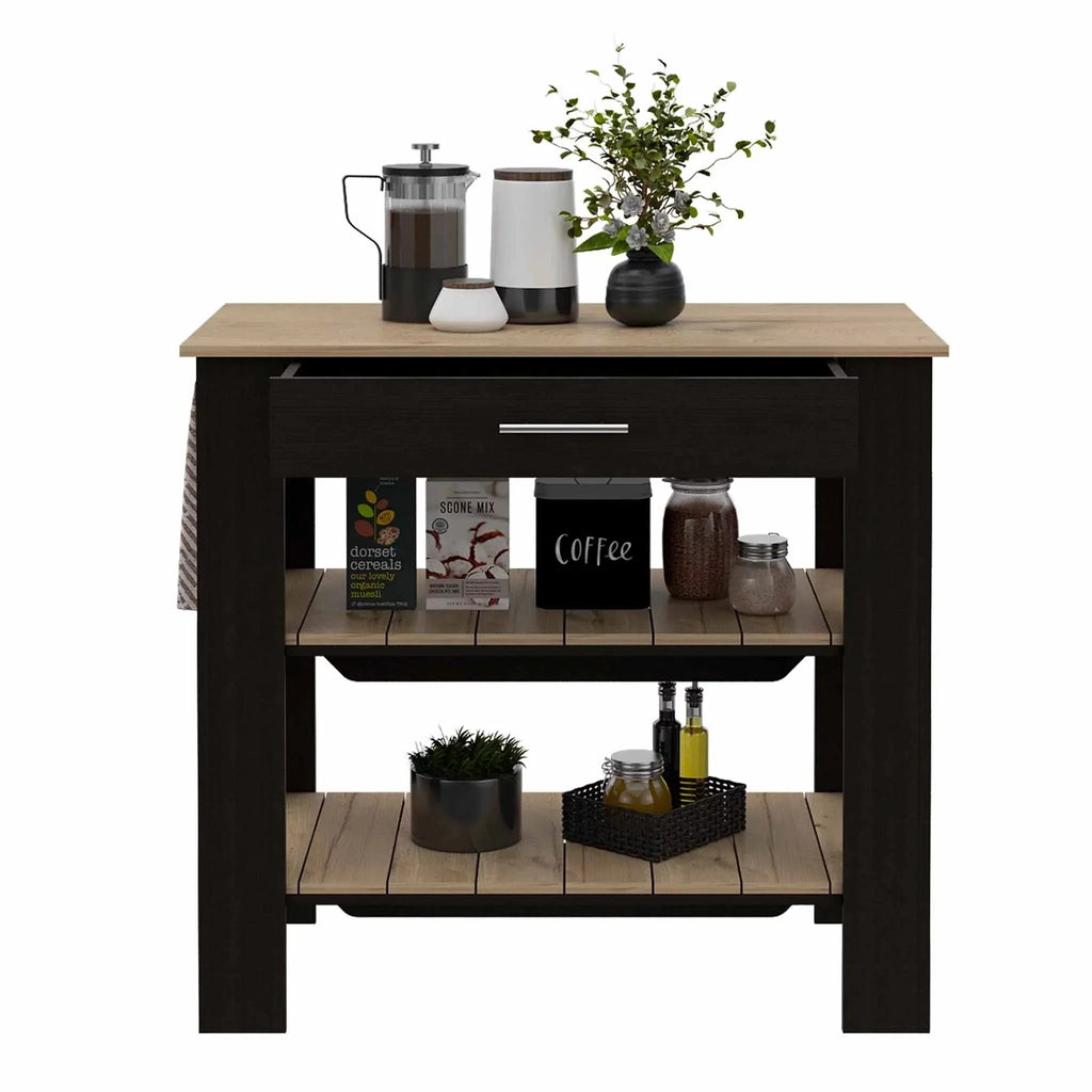 Kitchen Product Island, Assembled Boahaus Oak Light Reims / Height Wengue in, Black 37