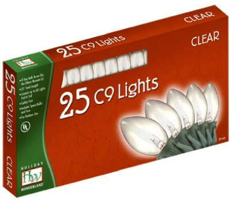 Quantity 25-Light 925C-88 Holiday 25-Ct. Christmas - Bulbs, Wonderland C9 1 Set, Clear,
