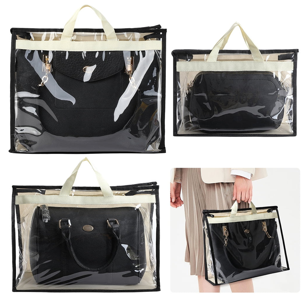 Zipper Handbags, Organizer Storage, Storage Handles for Hanging Purse Pcs Organizer Clear 3 with Closet, Cover for Purse Closet Dust Bags and Handbag