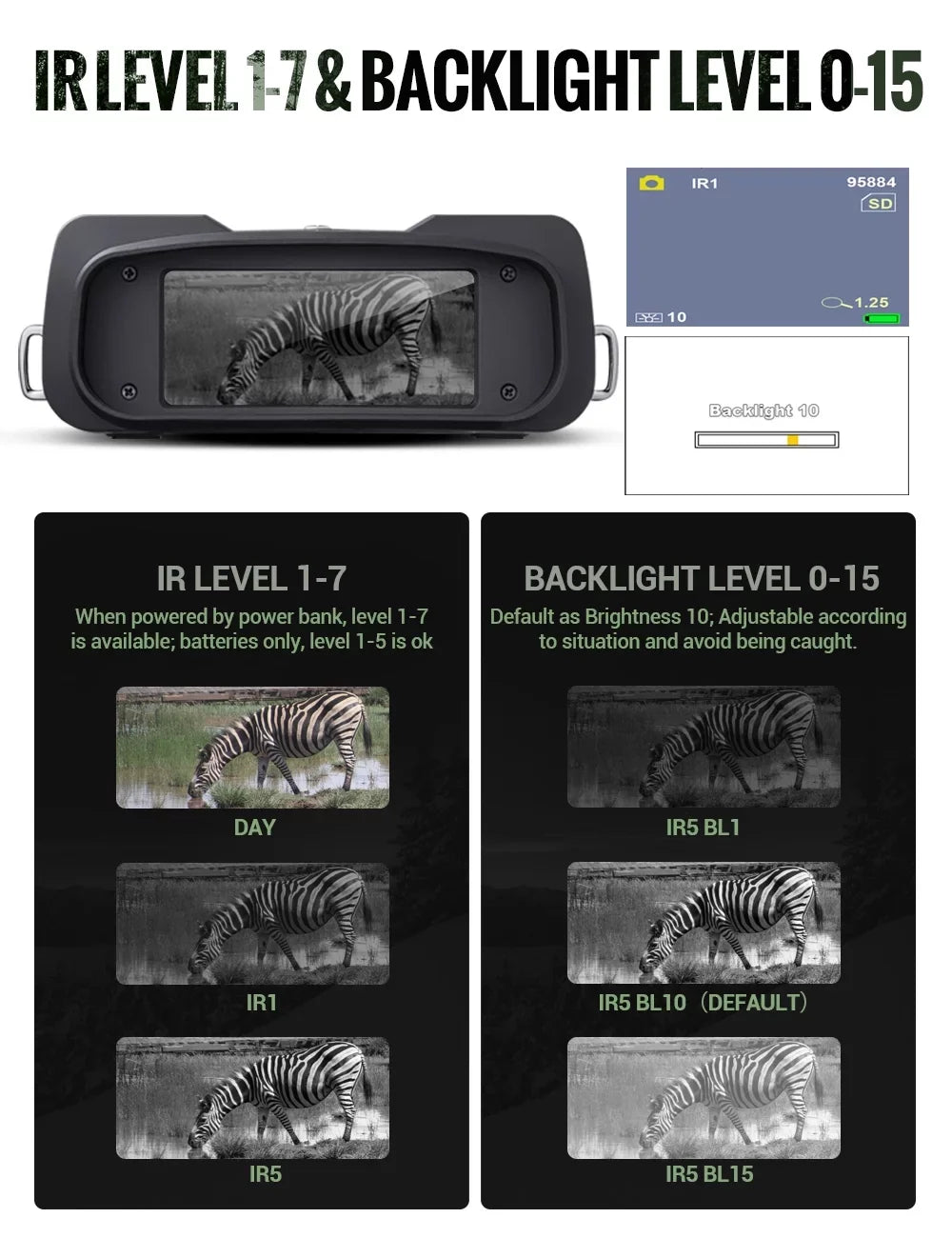 Binoculars with and Binocular Day Darkness Hunting TF Card Vision with LAKWAR x 31mm Viewing for Total Night Large Infrared Screen Digital for Night 64G Binoculars 10.8 Night Vision