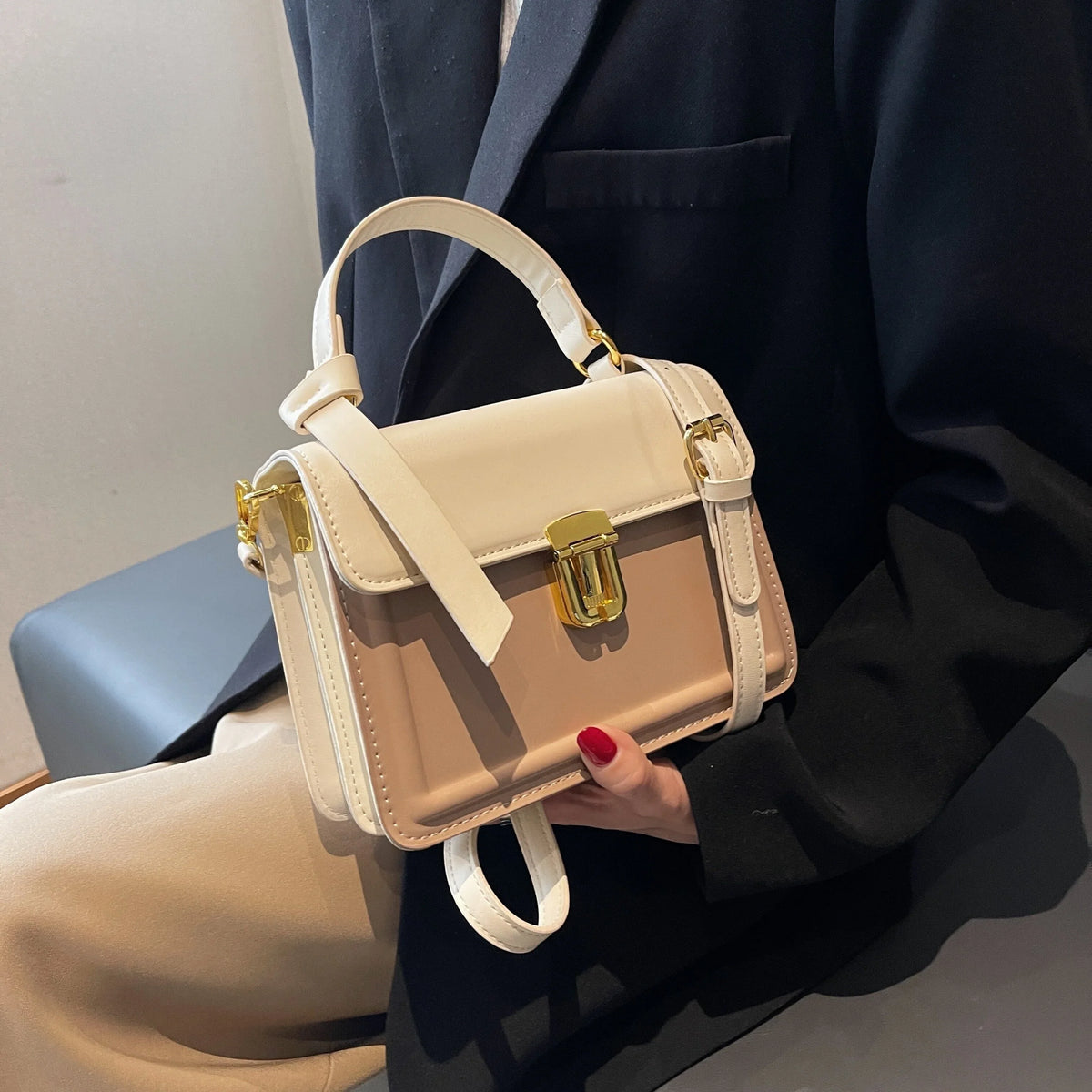 Purse Inch For Women Leather Crossbody (7.9*5.93*3.16) Decor Faux Junior Flap Buckle Bag, Square Handbag, Trendy