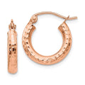 Earrings; Rose Men Small Teens; Lightweight Gold 14kt for Tube Women Diamond-cut and and Polished Real Adults Hoop for