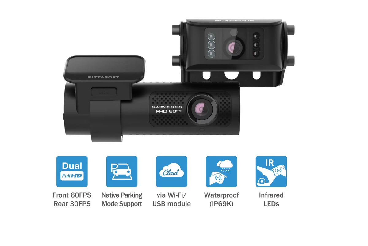 128GB Cam Dash Front & Cloud-Ready Waterproof GPS 1080p | 60FPS + Exterior With Card DR770X-2CH-TRUCK WiFi BlackVue