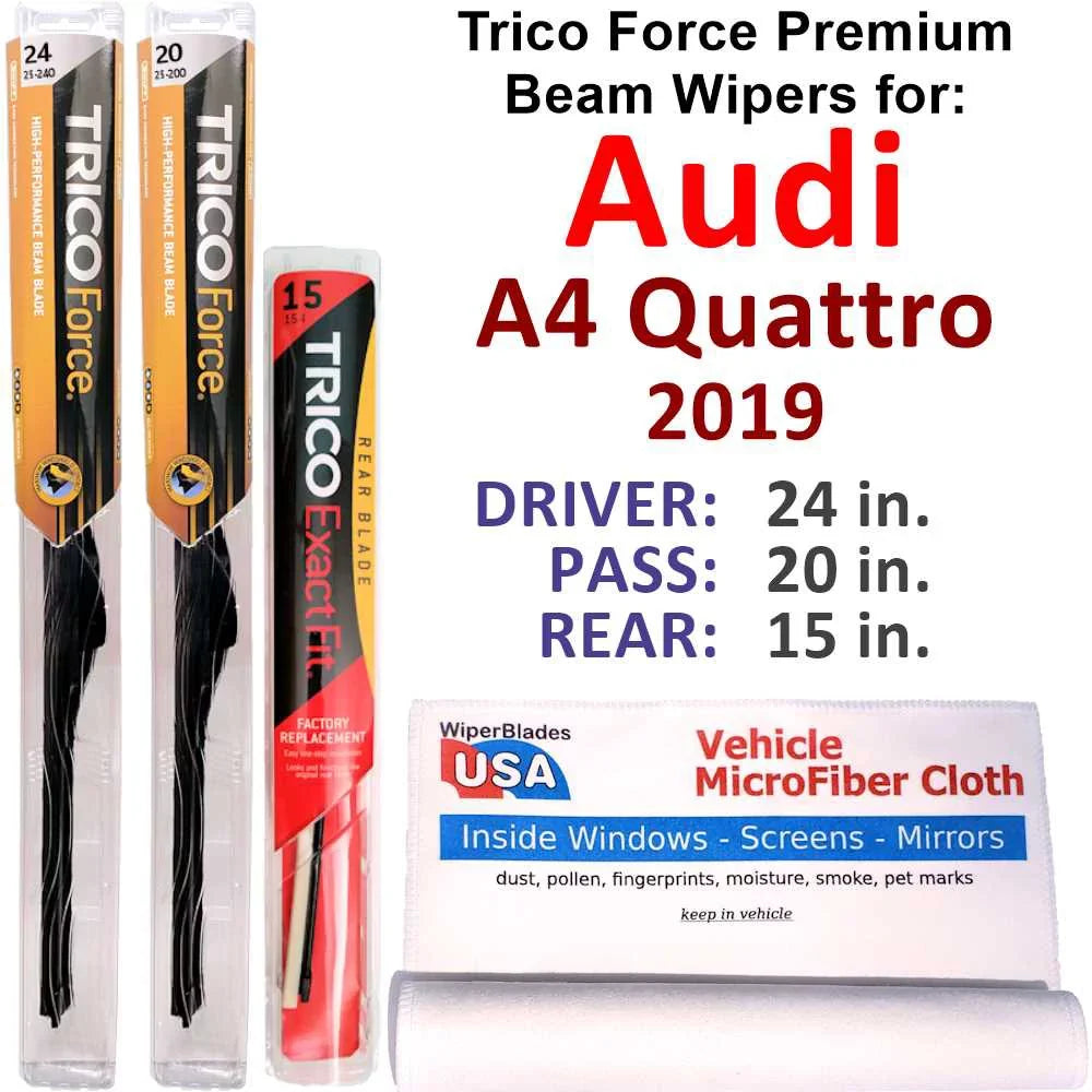 Quattro of w/Rear Wipers Audi A4 Performance (Set 3) 2019 Beam Wiper