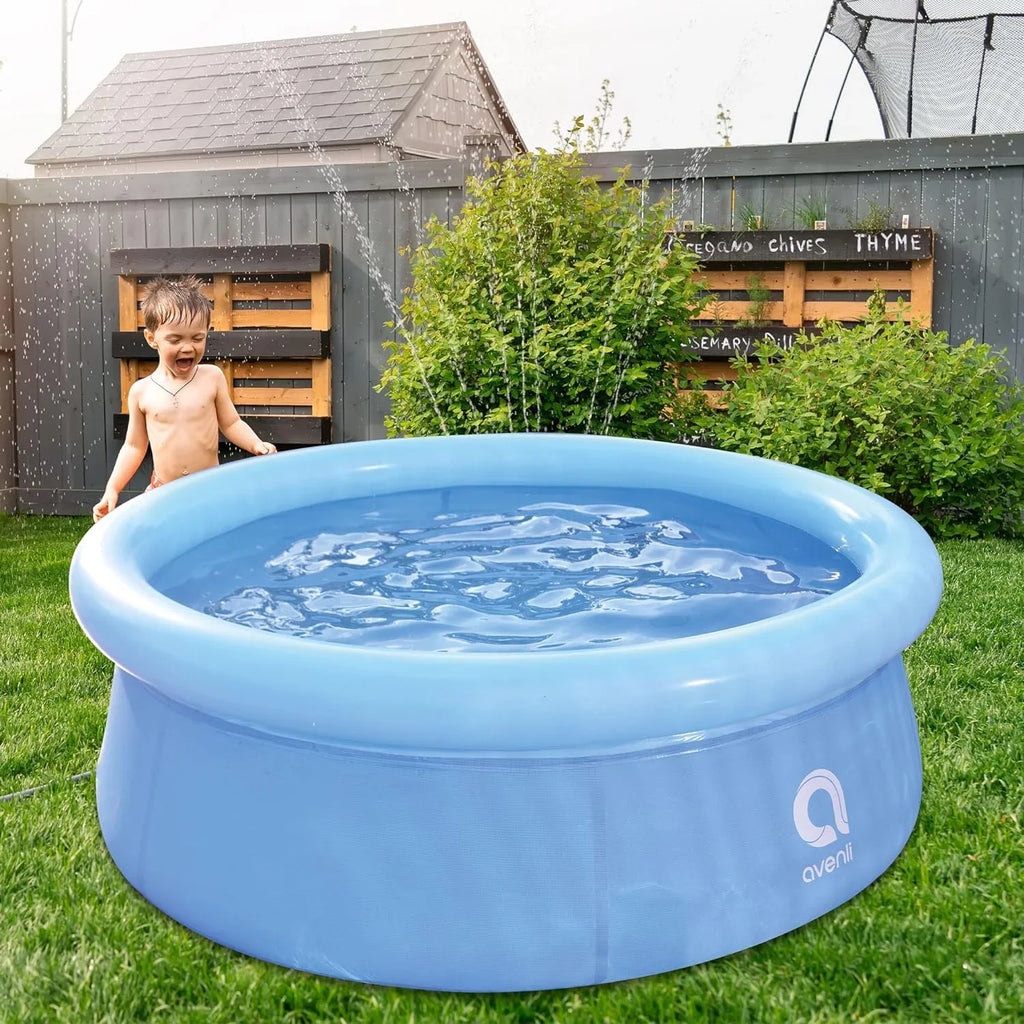 5.5 Inflatable Capacity Swimming Foot Prompt Inch To Outdoor Blue 20 Avenli Pool, 12014 2 Set X Kids Backyard 1 Kiddie Ground Person Above