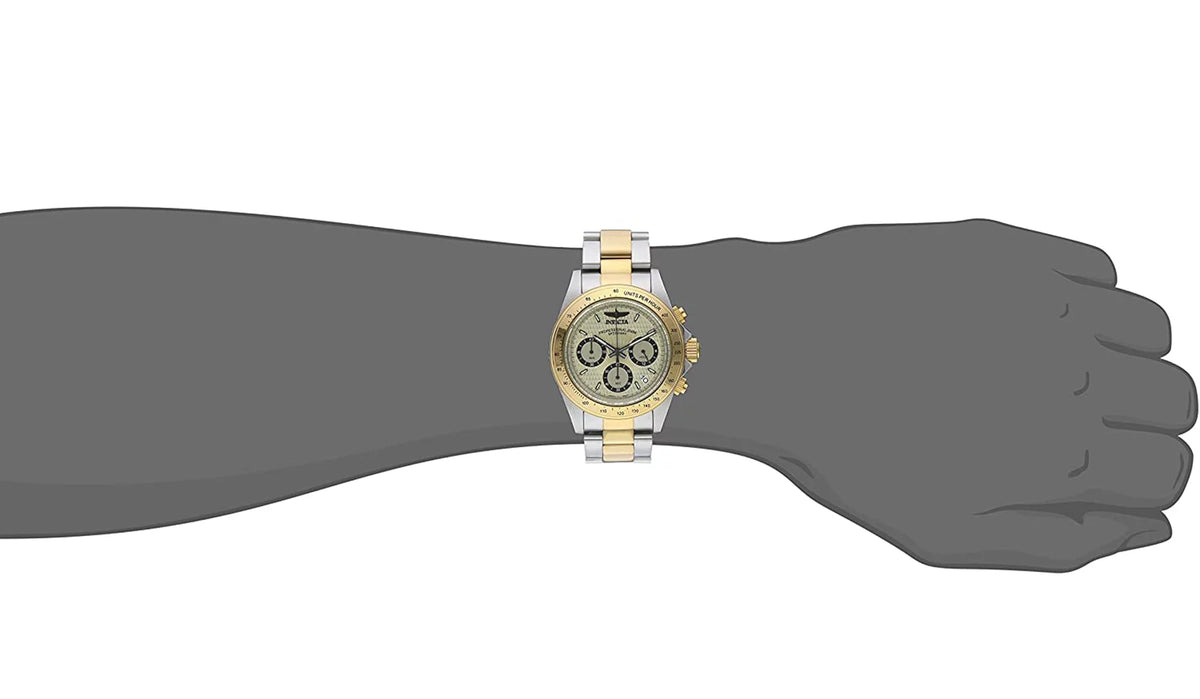 Dial Steel Quartz Tone Two 200m Gold 14930 Stainless Speedway Watch Men Invicta