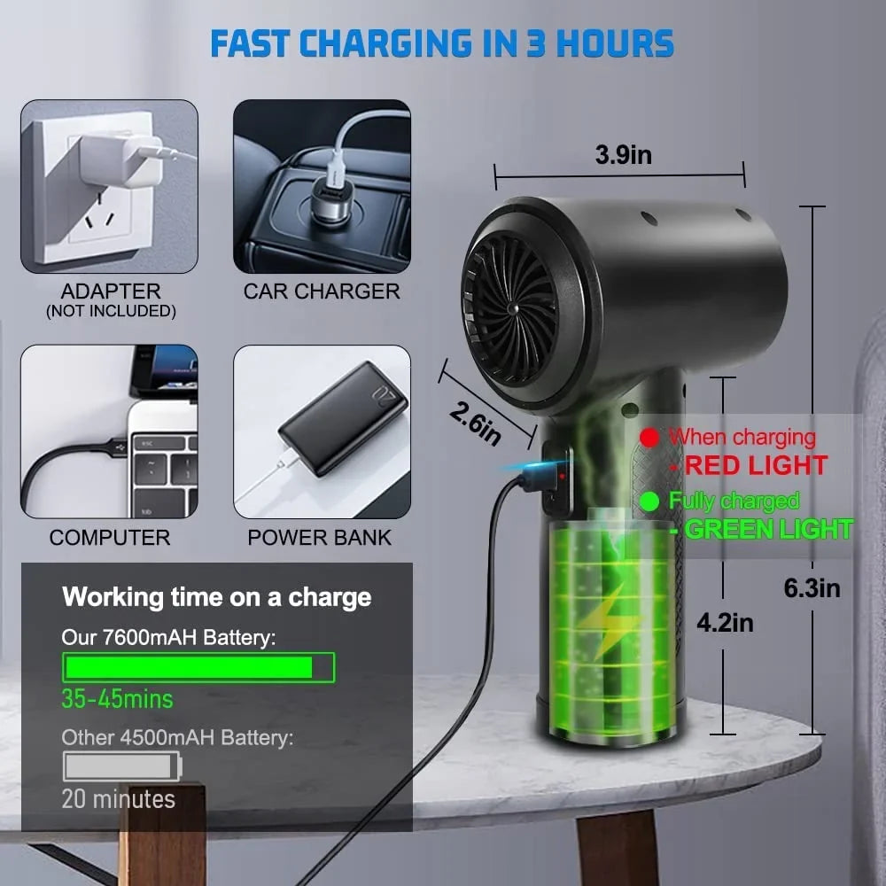 Compressed Good Keyboard Adjustment, Office, Electric Cordless 100000RPM Duster Air Air for Cleaner 3 Gears Air Reusable Duster, 7600mAh & for Replacement Compressed Computer Rechargeable Cans