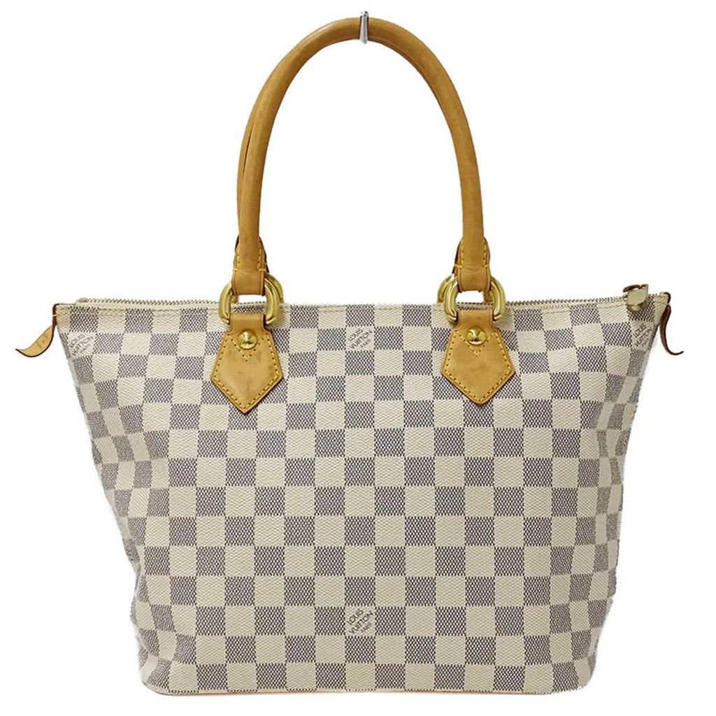 N51186 Louis Ladies PM Vuitton VUITTON Used Saleya Tote Handbag LOUIS Damier Gray Authenticated Azul White Bag