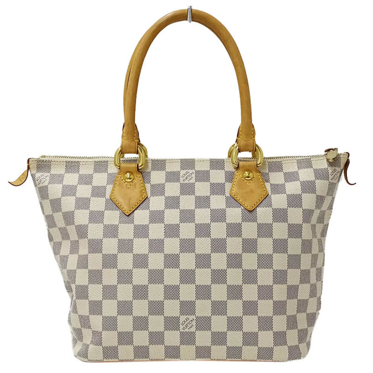 N51186 Louis Ladies PM Vuitton VUITTON Used Saleya Tote Handbag LOUIS Damier Gray Authenticated Azul White Bag