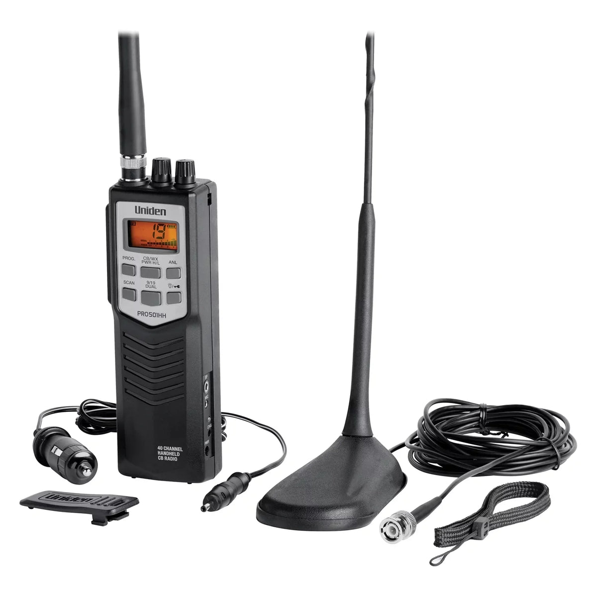 PRO501TK Magnet-Mount PRO501TK 40-Channel Uniden CB Handheld Series Black, with Antenna, Radio Pro