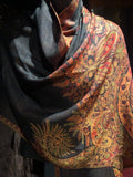 Pashmina Red Scarf Wrap Brocade Vintage Paisley Black