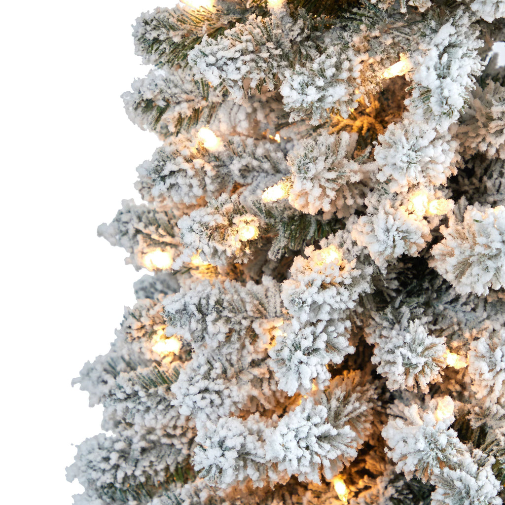 Natural Nearly 7' Tree Pencil Clear Prelit Lights 400 Artificial Flocked White Christmas