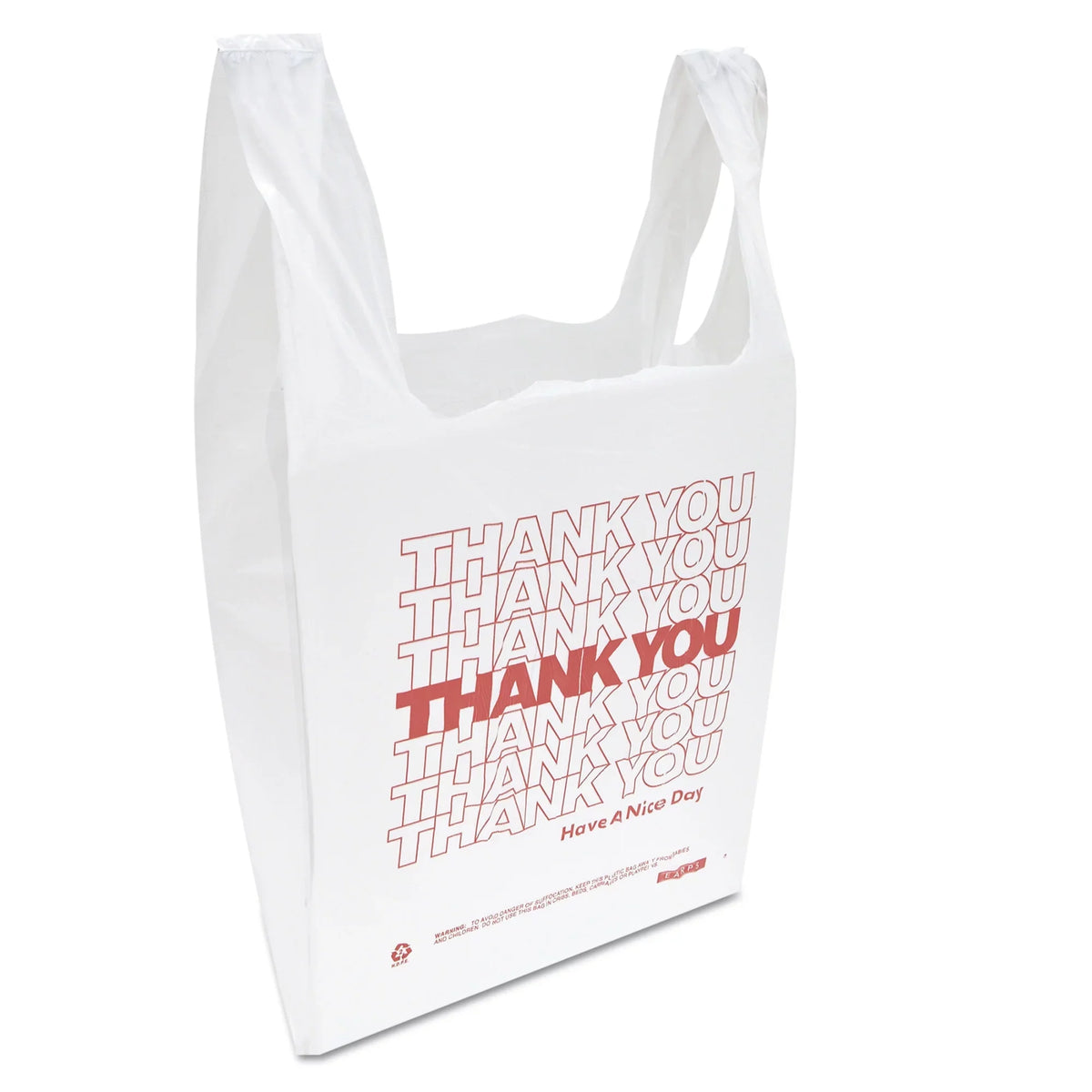21, Inteplast 1/2 White, Handled Group T-Shirt You" Polyethylene, 900/Carton "Thank 11 Bags, x