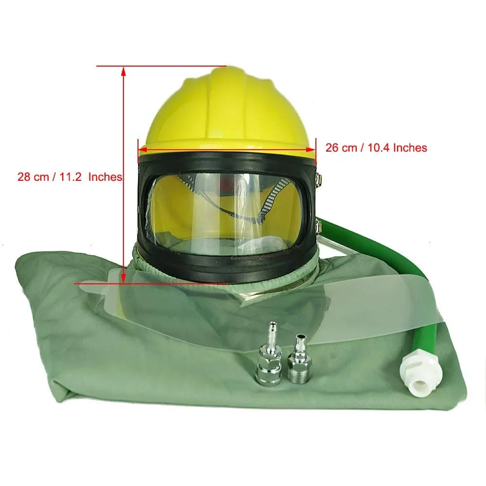 Helmet Supplied Protector Sand FED Hood Blast Sandblast AIR Safety Yellow