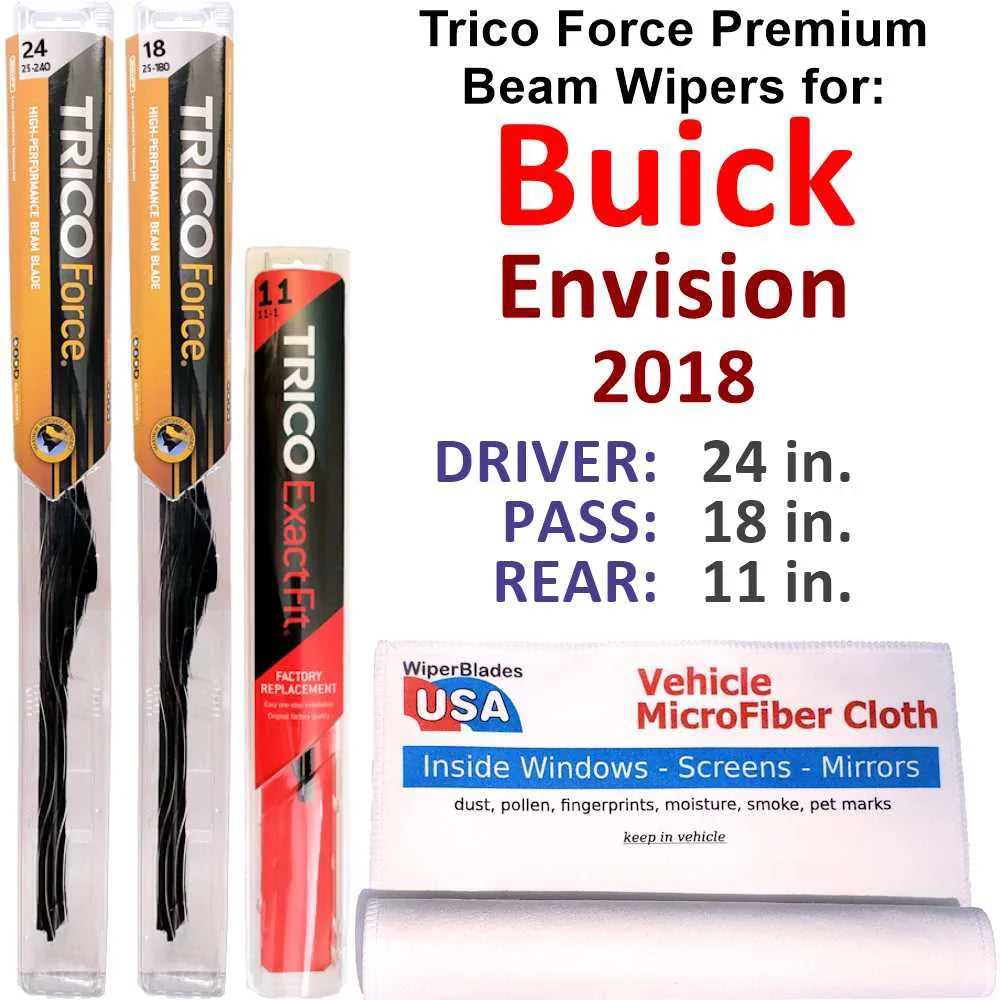 Buick Performance Wipers 2018 Beam w/Rear 3) Wiper (Set of Envision