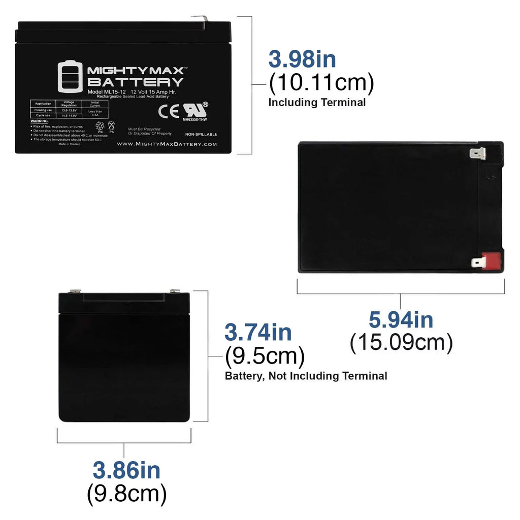 Battery 15AH Freedom Scooter F2 12V for - 2 946 Replacement Pack