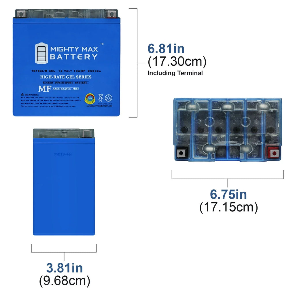 GEL YB16CL-B FZS, Battery Yamaha 12V VXR 19AH for VXS, 1800cc 09-12