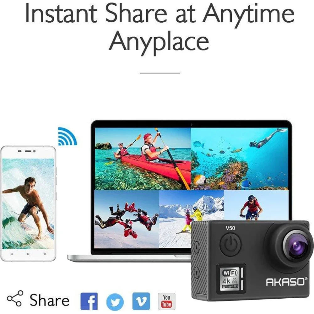 20 - Camera-Native V50 Box) Wi-Fi Action MP (Open with Akaso 4K/30fps