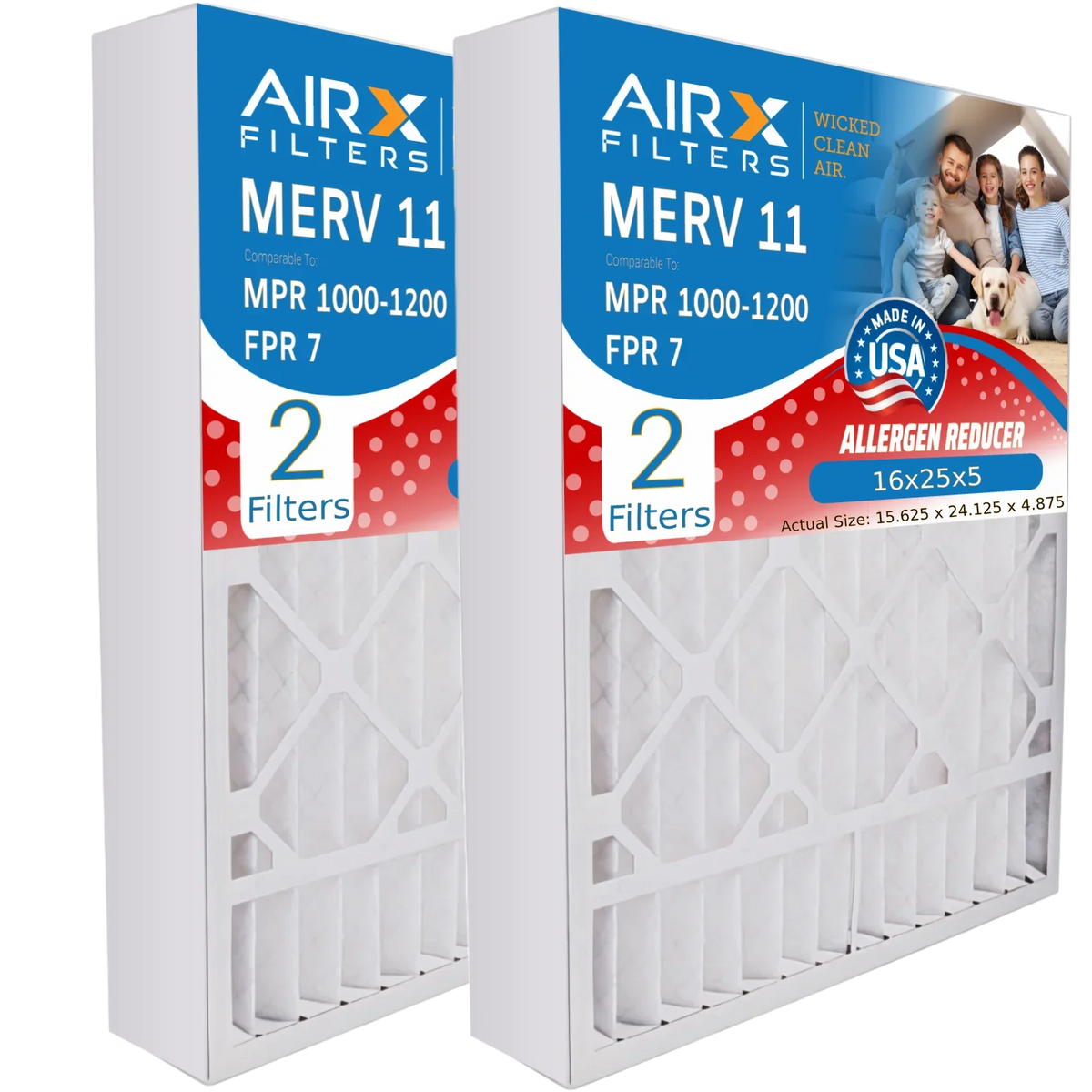 Pack Filter Air 16x25x5 Compatible AIR. Furnace 1200 Filter CLEAN MERV Premium AIRX FILTERS by FPR 1000, Made MPR with #000-0448-001 WICKED Comparable & 7 16x25x5 USA MPR Skuttle 11 2 DB-25-16 to