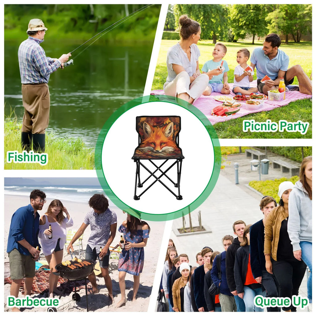 with Outdoor Camping Portable Support Beach Folding Bag Lawn Carry Chair Chair Chair 220LBS Fox Leaves with Chair Fishing to Autumn