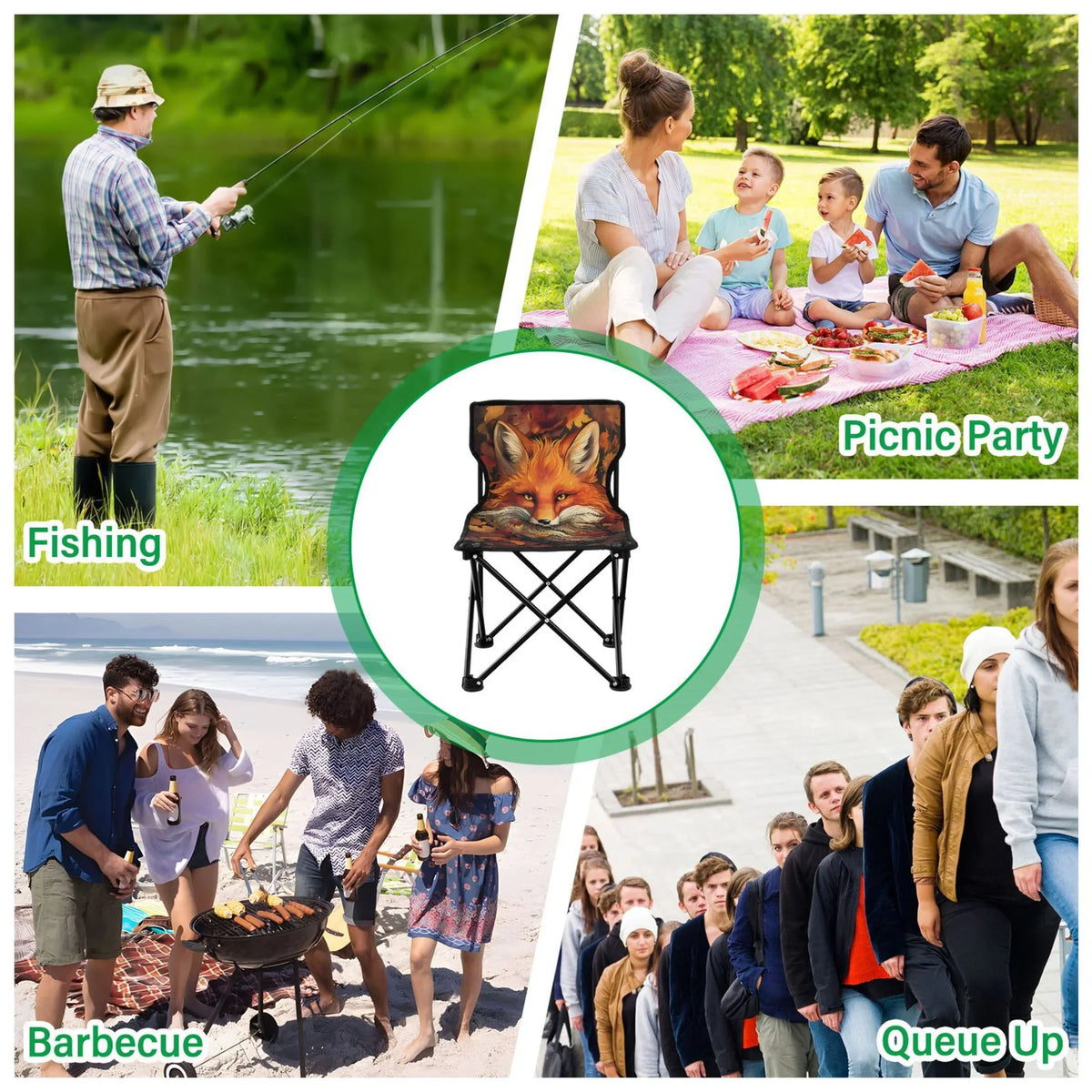 with Outdoor Camping Portable Support Beach Folding Bag Lawn Carry Chair Chair Chair 220LBS Fox Leaves with Chair Fishing to Autumn