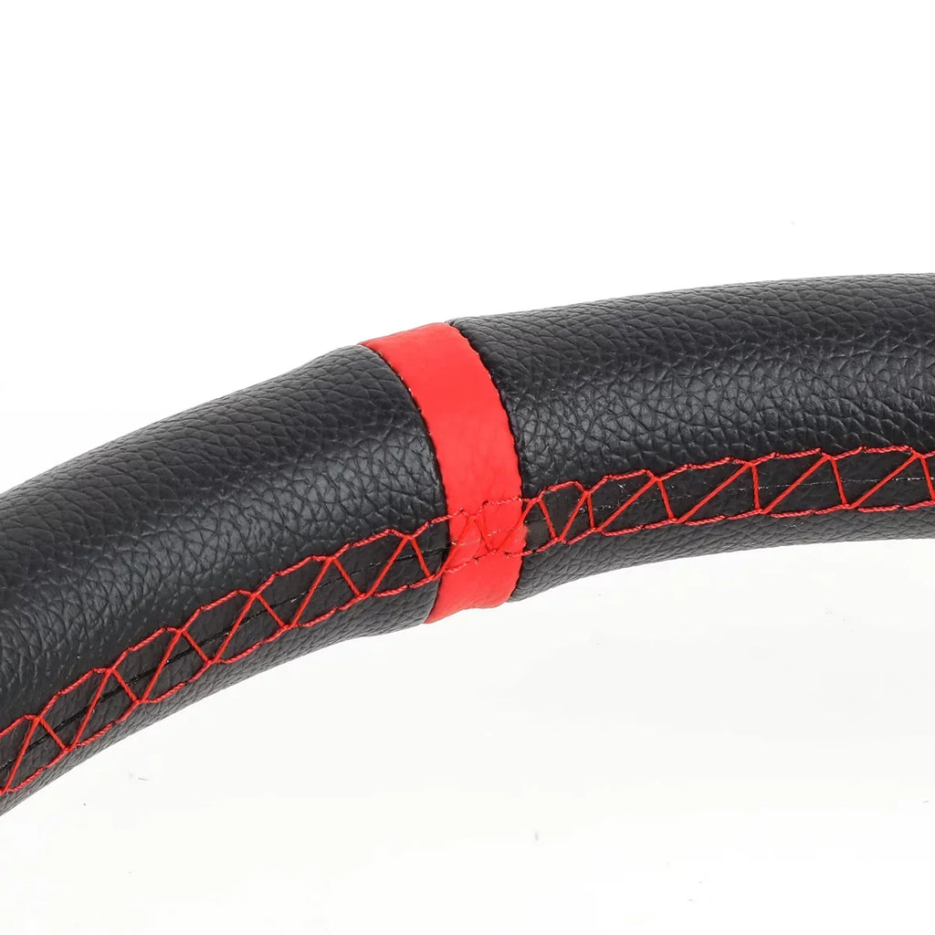 Spoke Silver Steering SW-T520-SL-RD PVC 350mm Red Stitched Wheel Racing Motoring Leather 6-Bolt DNA