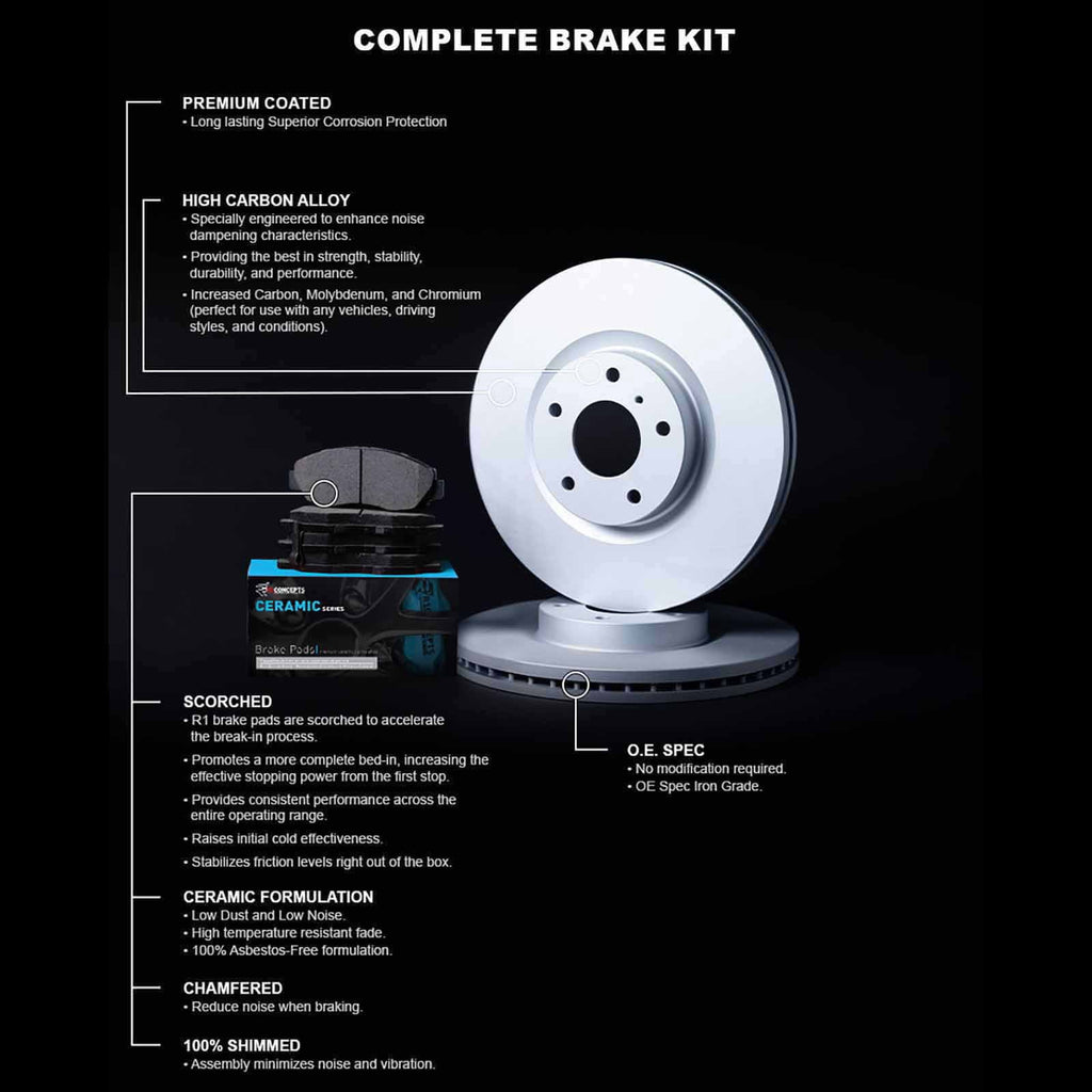 Carbon Pads R1 CHRYSLER Rotor Concepts Concepts Ceramic 200 JEEP With Fits Wdwh1 R1 2014-2022 CHEROKEE, 42031 select: 2015-2017 Brake Coated