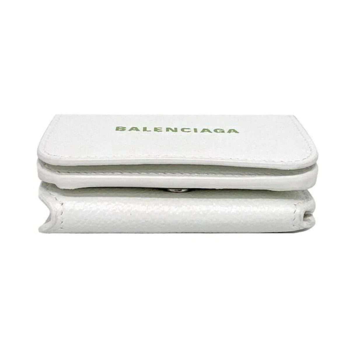 Trifold Balenciaga Wallet Mini White 593813 Logo Everyday Leather