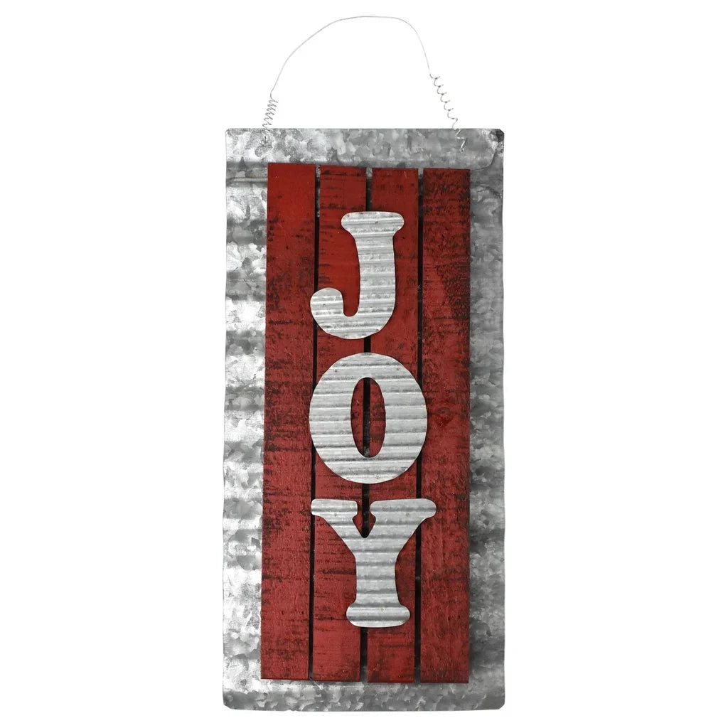 Holiday Corrugated Joy 18-3/4-Inch Sign, Metal Hanging