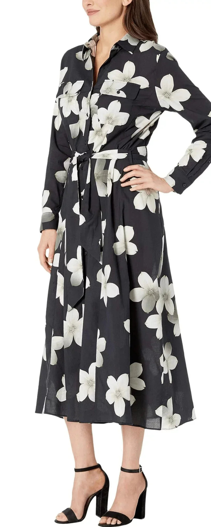 Floral Maxi Shirtdress BLACK/WHITE Ralph Cover-up, X-Large US Lauren Villa