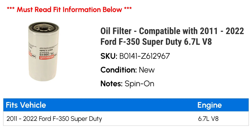 Super 2021 F-350 - V8 Filter 2020 2014 - with 2022 6.7L 2015 2019 2011 2012 2016 Ford 2018 2013 2017 Compatible Duty
