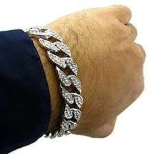 Rhinestones on Timepiece- Inspired Men's - MB ST10311 Hop Blue SLV by Out Blast Watch Bling -C Charles Big Raymond Hip Diamond Iced -