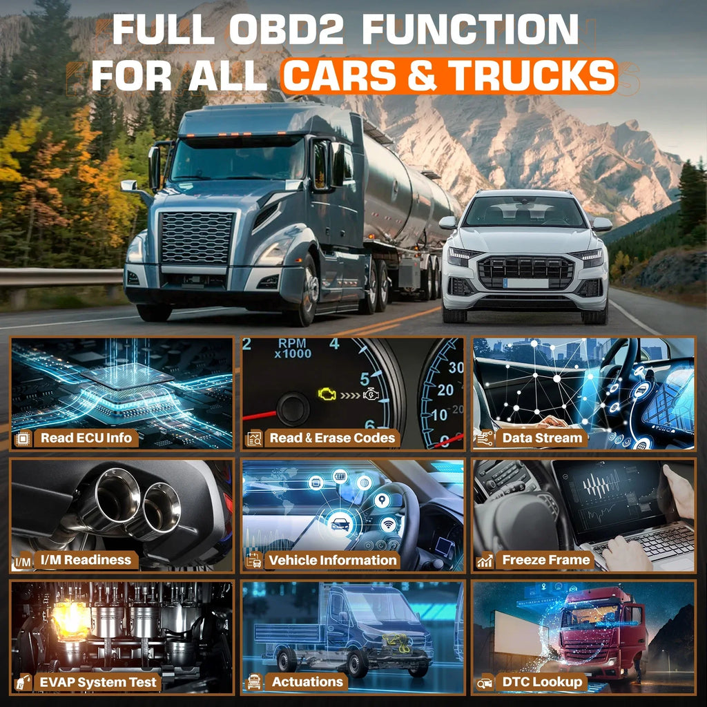 All Maintenance Scan Bi-directional Coding ECU Tool 2 40+ ANCEL Code Regen 1 DPF Truck for V5 OBD2 IN Truck Reset 24V Cars Tablet HD Diagnostic Scanner 12V System Diesel Scan Reader Truck Duty Heavy