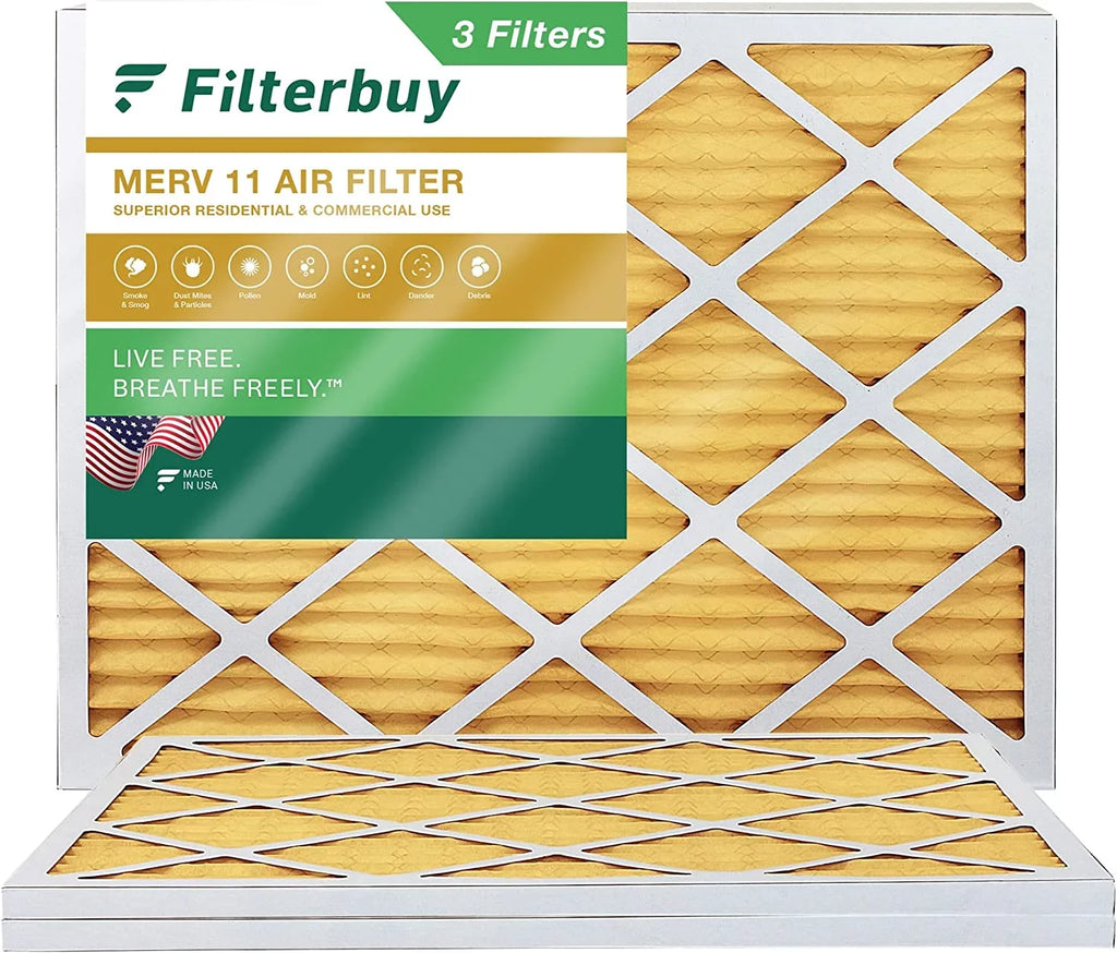 16x21.5x1 11 MERV Pleated HVAC Air (3-Pack) Furnace AC Filterbuy Filters