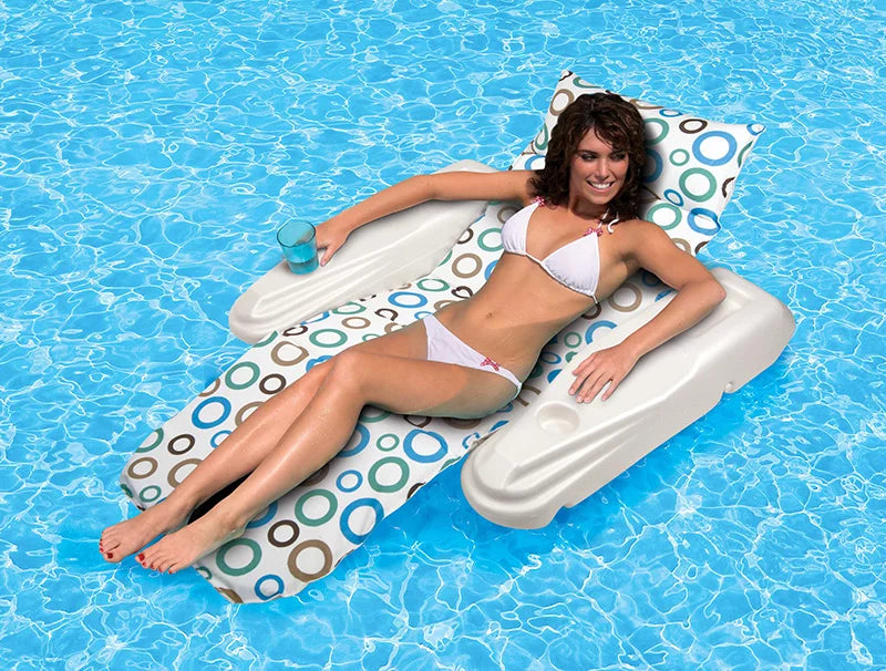Pool Rio 62" Adjustable Lounge 1-Person - Chaise Floating Swimming Mod Swim Sun Dots Central