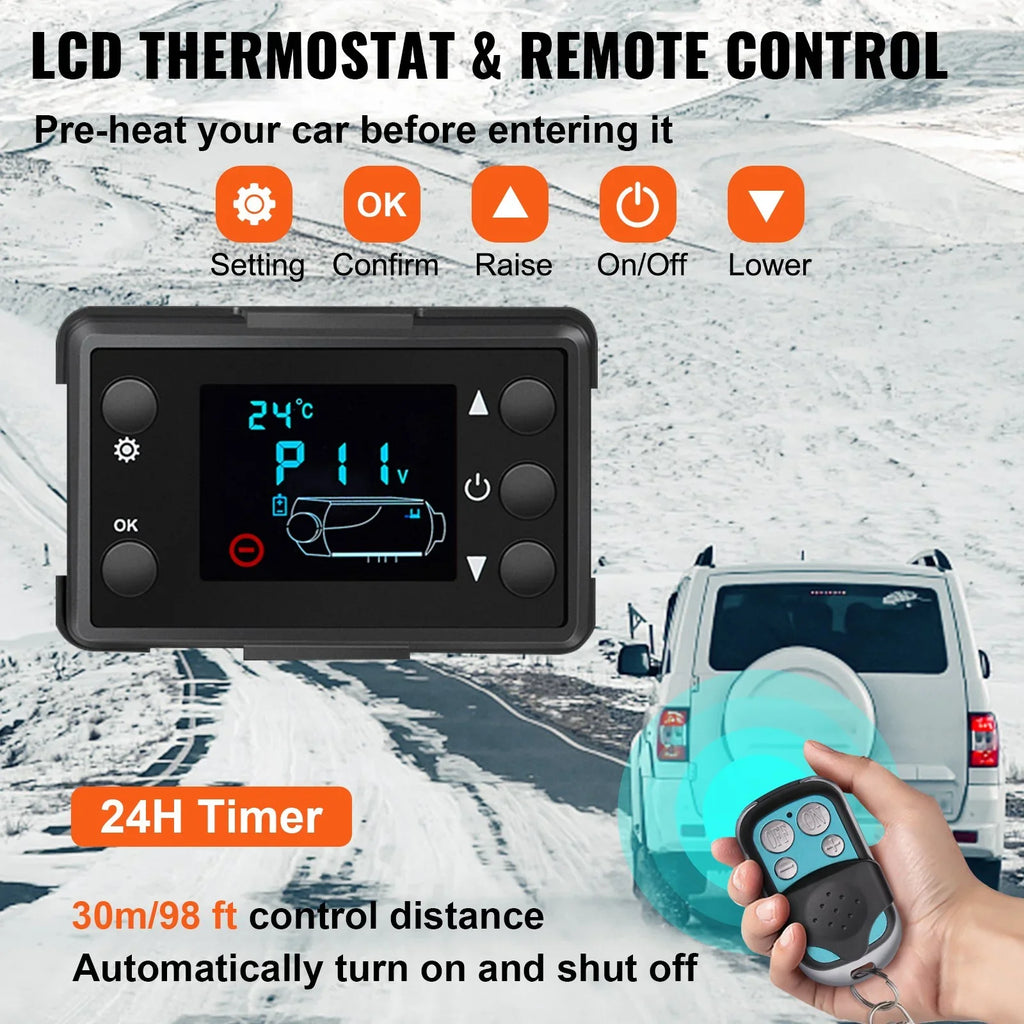 and Motorhomes Car Heater Heating Control Air Fast Remote LCD, 5KW VEVOR for with Boat, 12V Mini Diesel Trailer, RV, Bus, Heater Truck