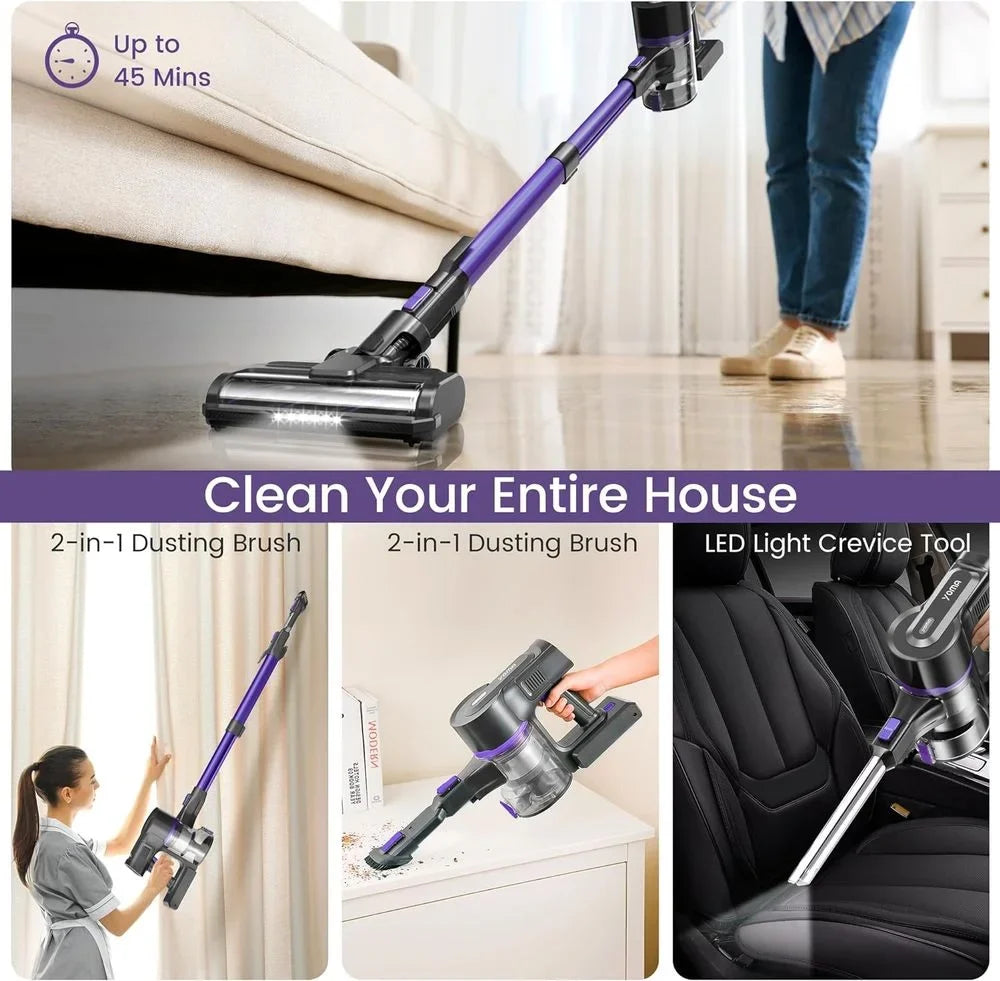 Home Cleaner, Suction, Carpet Vacuum Floor Rechargeable Pet Cordless with Hair Purple) with 28Kpa (Midnight 350W 50min Vacuum Runtime, for Stick Powerful Vacuum Cordless 6-in-1 Lightweight Vacuum