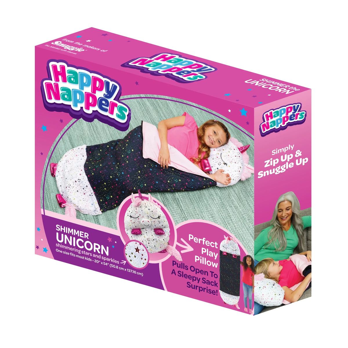 Happy One, Sleeping in Unicorn Pillow Nappers Plush and Toy Sack